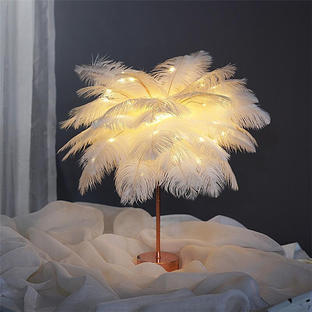 PlumeGlow-Feather Lamp Nordic Desk Lamp PrestigePearls