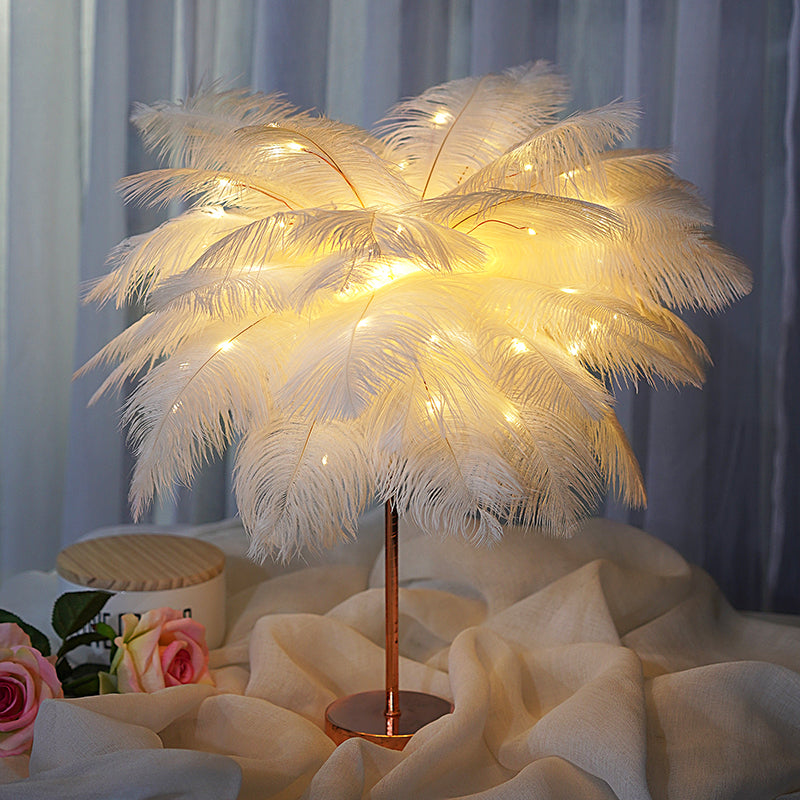 PlumeGlow-Feather Lamp Nordic Desk Lamp PrestigePearls