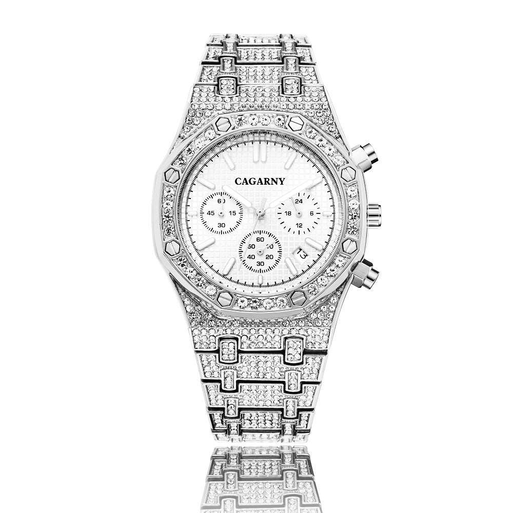 CAGARNY 6881--Shang Sports Business Men's Watch With Gold And Diamonds