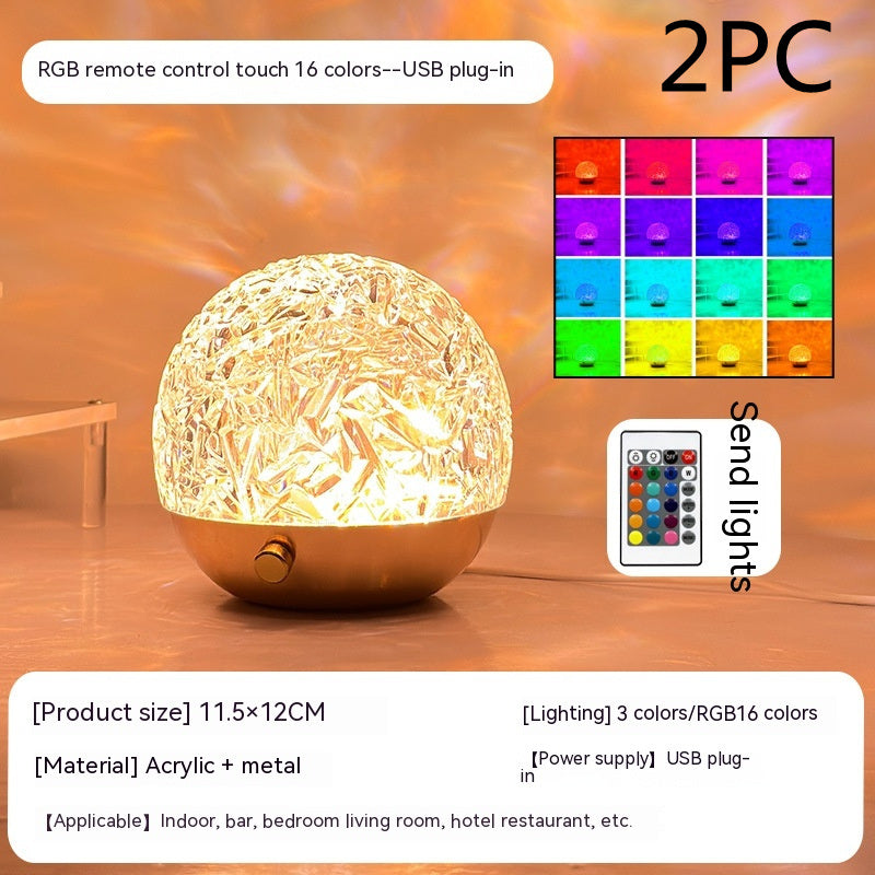 New Water Ripple Projector Night Light Crystal Mood Lamp Bedside Home Bedroom Decoration Aesthetic Christmas Gift Sunset Lights - prestigepearls