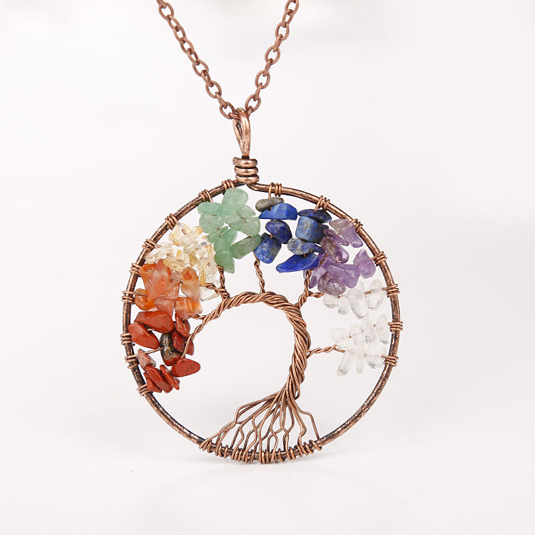 Tree Of Life Pendant Necklace Copper Crystal Natural Stone Necklace PrestigePearls