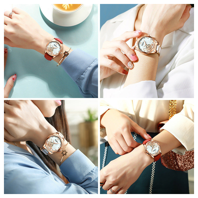 Female hollow automatic mechanical watch PrestigePearls