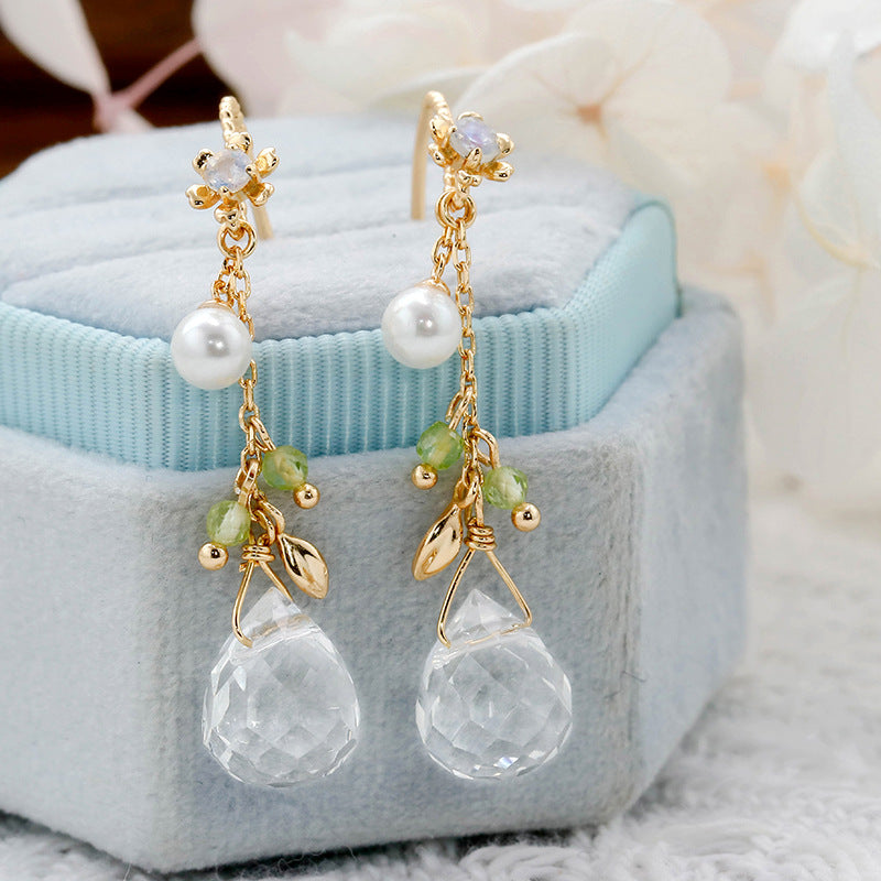 Women's White Crystal Drop Earrings PrestigePearls