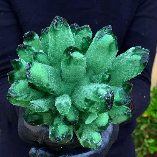 Green Crystal Cluster Original Stone Ecological Strange  Landscape Ornaments PrestigePearls