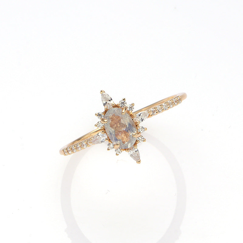 Elongated Stone White Zirconia Star Ring - prestigepearls