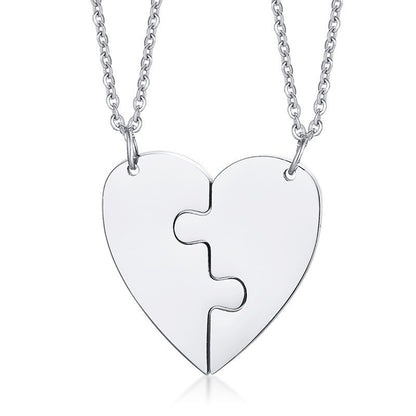 Titanium Steel Heart-Shaped Friendship Pendant Two-Piece Jewelry PrestigePearls