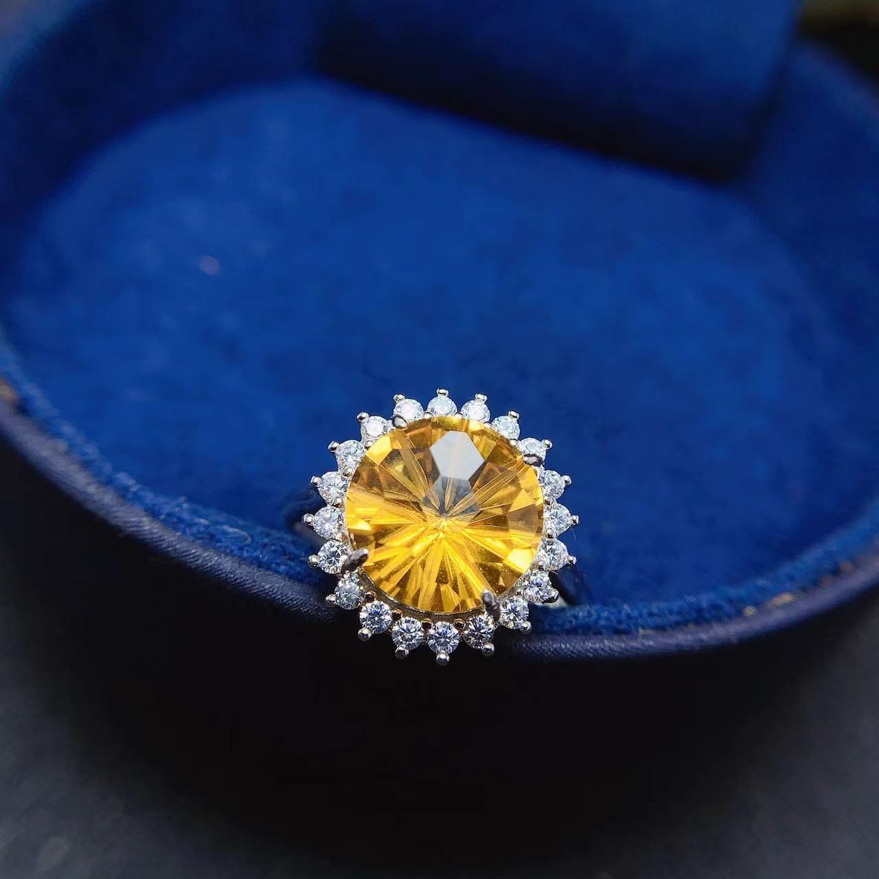 18K Inlaid Natural Fireworks Citrine Set Diamond PrestigePearls