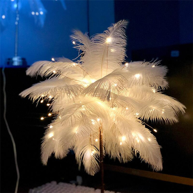 PlumeGlow-Feather Lamp Nordic Desk Lamp PrestigePearls