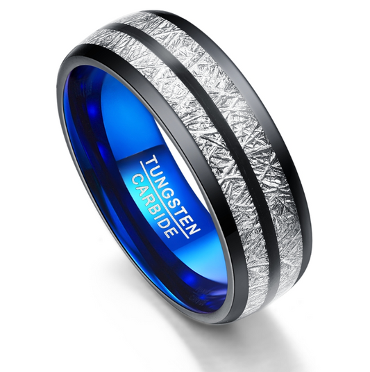 Wedding Band 8mm Width Men Women Rings Accessories Black Blue Tungsten Carbide Rings Couple Anillos Fashion Jewelry - prestigepearls