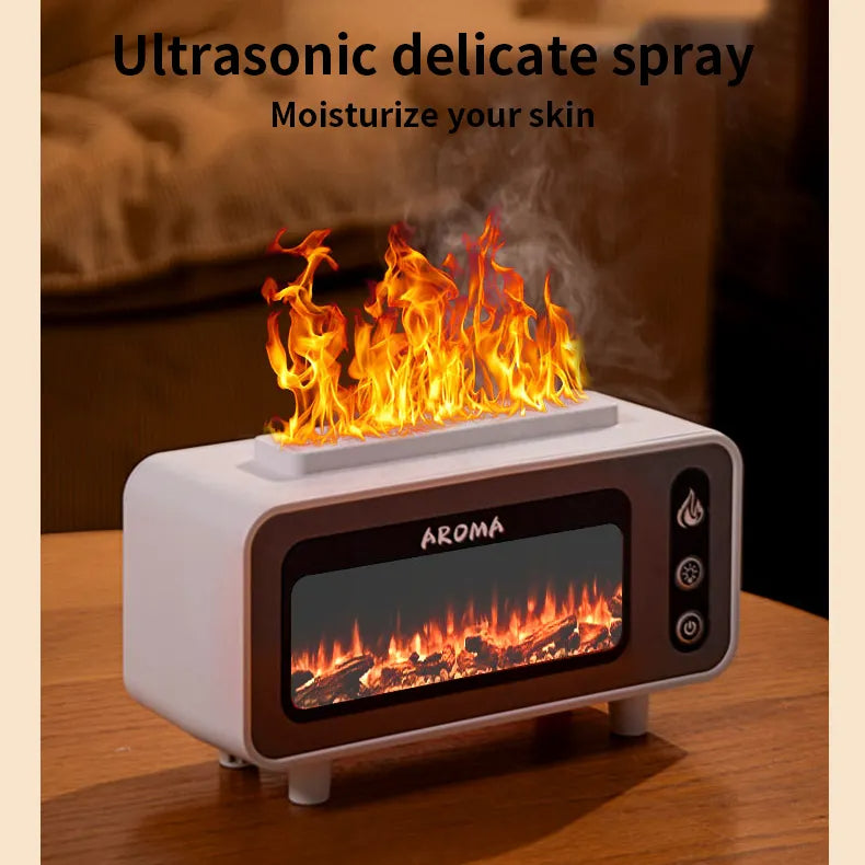 New Design Ultrasonic Flame Humidifier 200ml Simulated Fireplace 3D Fire Aroma Diffuser Colorful Light Essential Oil Diffuser For Bedroom - Prestige Pearls