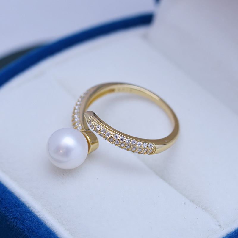 Freshwater Pearl 8-9mmS925 Silver Adjustable Ring PrestigePearls