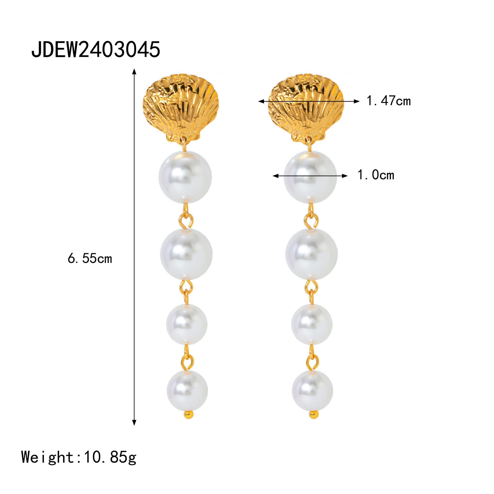 Temperament Personality 18K Gold Stainless Steel Shell Pearl Tassel Earrings PrestigePearls