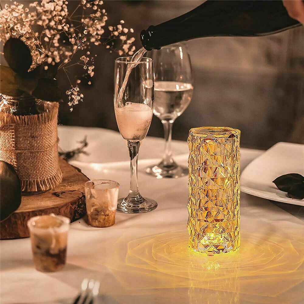 LED Crystal Table Lamp Diamond Rose Night Light Touch Atmosphere &Remote Control - prestigepearls