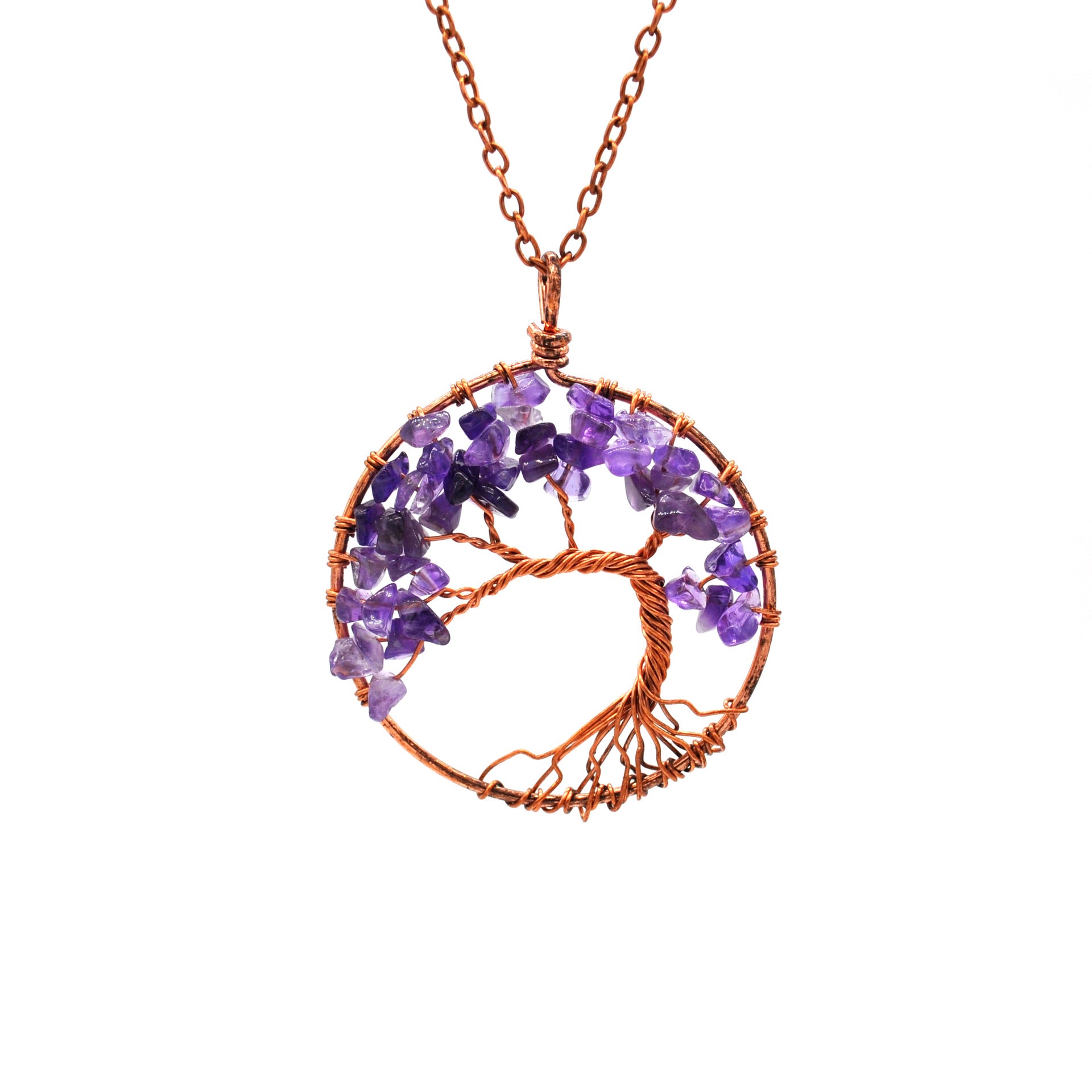 Tree Of Life Pendant Necklace Copper Crystal Natural Stone Necklace PrestigePearls