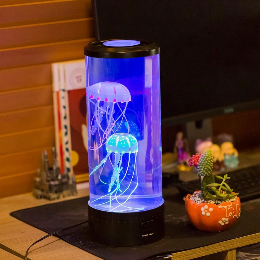 LED Jellyfish Aquarium Lamp Night Light USB Powered - prestigepearls