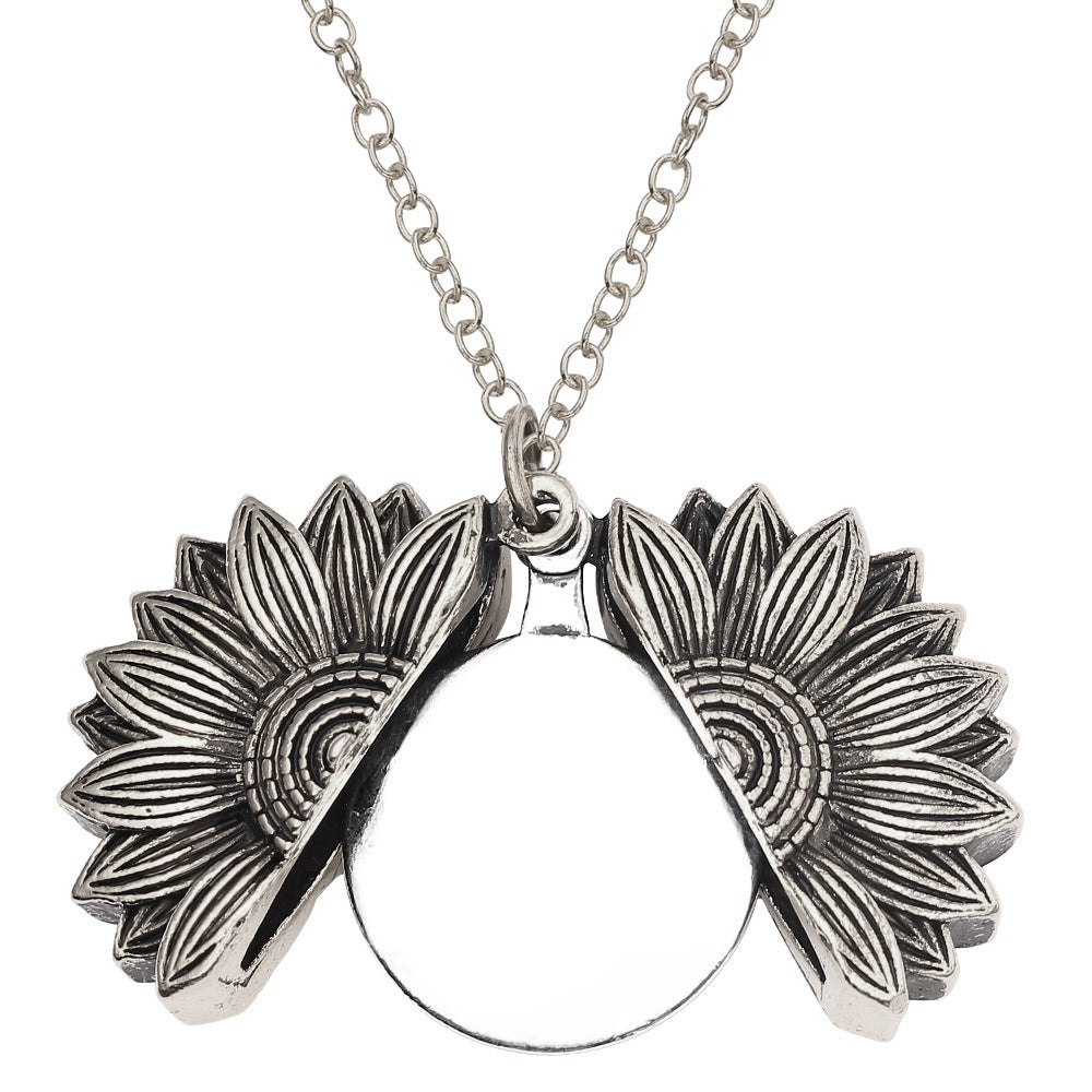 Retro Necklace Cross-border Sunflower Can Double-layer Lettering PrestigePearls