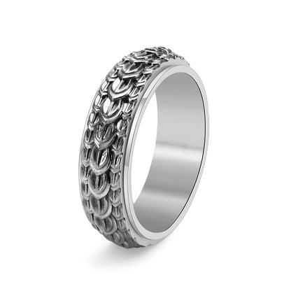 Personality Dragon Scale Rotatable Ring Male Titanium Steel PrestigePearls