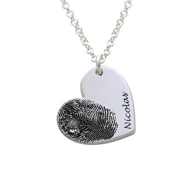 Personalized Fingerprint Necklace Custom Heart Necklace Name Necklace PrestigePearls