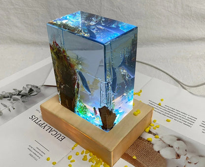 Square Fantasy Coral Sea Small Night Lamp Home Decoration PrestigePearls