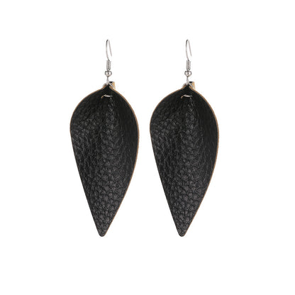 Leaf Drop PU Artificial Leather Earrings PrestigePearls