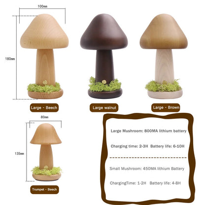 Twisted Mushroom Night Warm Light Touch Bedroom Bedhead Night Light Beech Wood LED USB Decorative Atmosphere Lamps Home Decor PrestigePearls