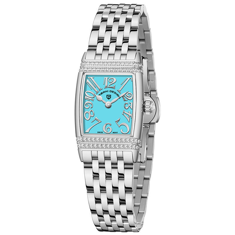 Women's Fashion Shell Face Square Quartz Watch With Diamonds PrestigePearls