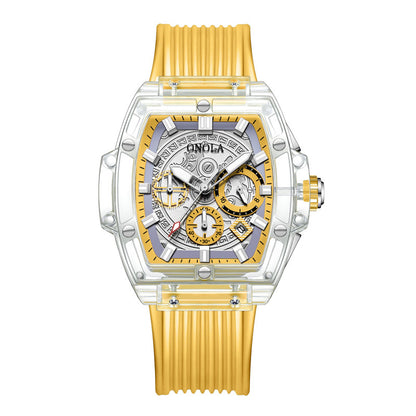 ONOLA 6819--Luminescent men's watch with transparent case PrestigePearls