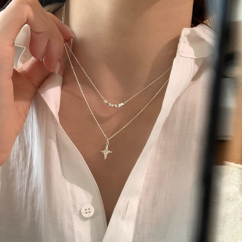 Double Layer Stainless Steel Opal Cross Double-layer Necklace For Women Girls New Trend Neck Chain Rustproof Jewelry Party Gift PrestigePearls