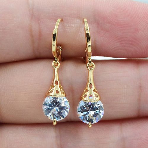 Gold Plated Stone Pierced Dangle Earrings PrestigePearls