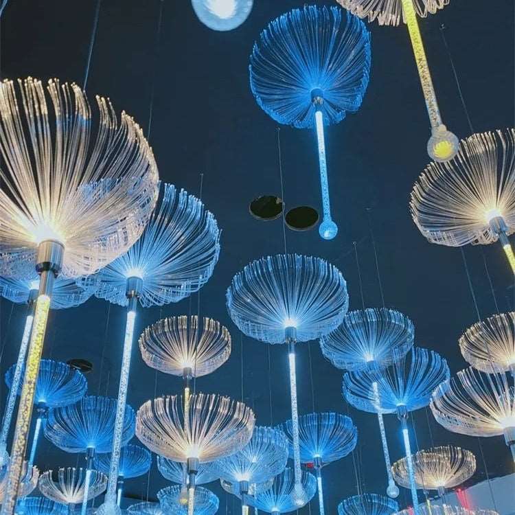 Colorful Optical Fiber Jellyfish Stick Dandelion Outdoor Atmosphere Small Night Lamp