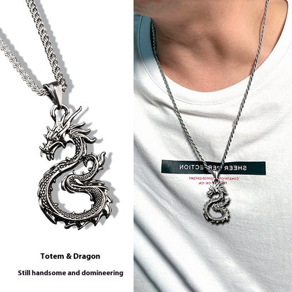 Fashion Jewelry Dragon Sword Pendant Necklace Paved Black Color Jewelry For Men Boy Christmas Gifts PrestigePearls