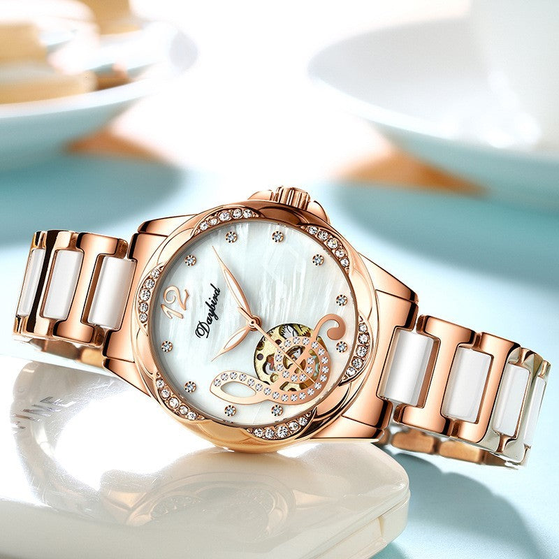 Female hollow automatic mechanical watch PrestigePearls