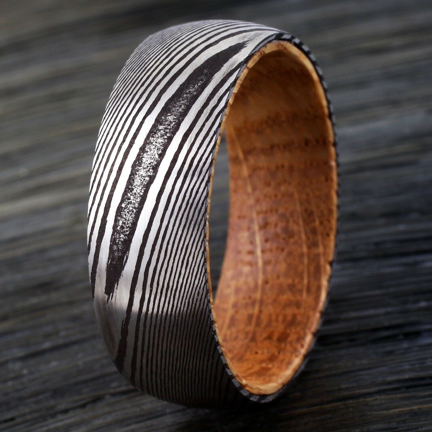 Laser Damascus Steel Pattern On The Surface Of Tungsten Ring PrestigePearls