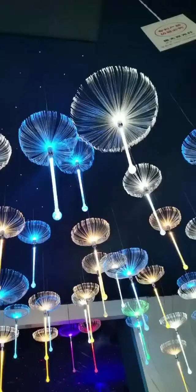 Colorful Optical Fiber Jellyfish Stick Dandelion Outdoor Atmosphere Small Night Lamp