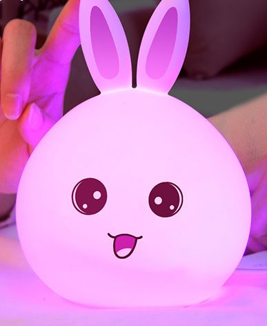 Cute Night Light Animal Rabbit Night lamps Touch Sensor Silicone LED Colorful Lights - prestigepearls