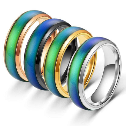 Color Changing Rings Stainless Steel Ring Mood Emotion Feeling Temperature Rings For Women Men Couples Rings - prestigepearls