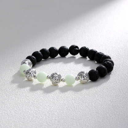 NightGlow Volcanic Bracelet _ Black Volcanic Stone Bracelet Luminous Bead Bracelet PrestigePearls