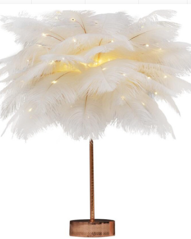 PlumeGlow-Feather Lamp Nordic Desk Lamp PrestigePearls