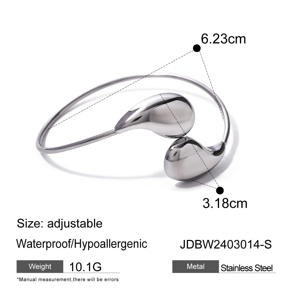 Fashion Jewelry Minar Hip Hop Metallic Irregular Water Drop Twist Adjustable Bangles For Women Titanium Steel 18K Gold PVD Plated Cuff Bracelet PrestigePearls