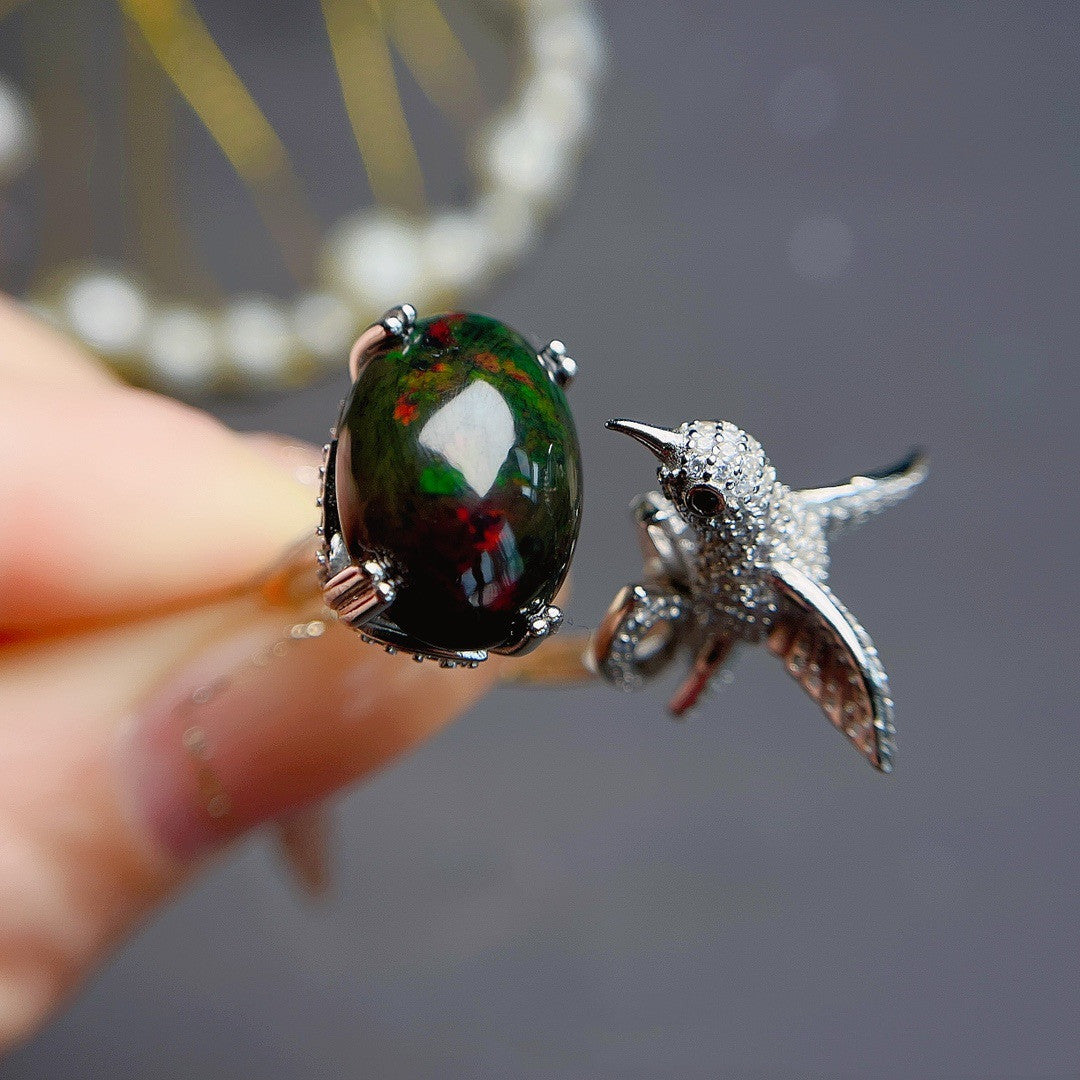 Natural Black Opal Ring For Women PrestigePearls