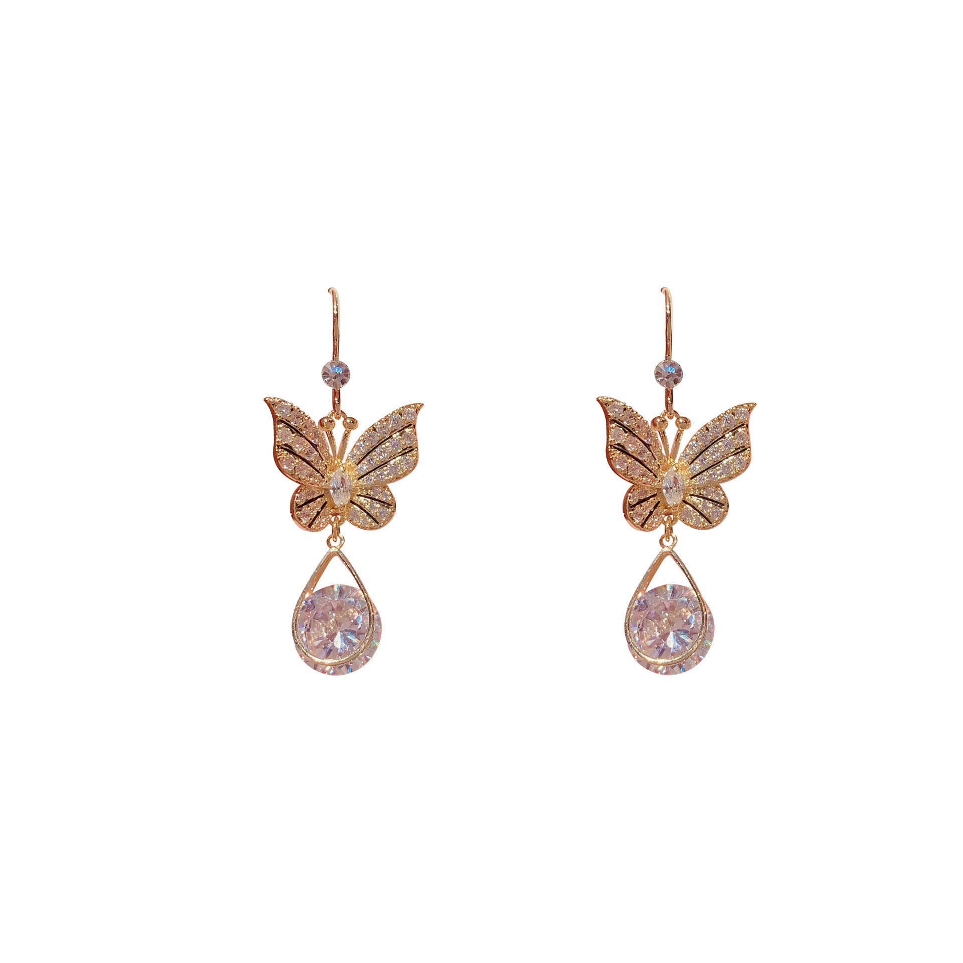 925 Silver Needle Butterfly Zircon Earrings PrestigePearls