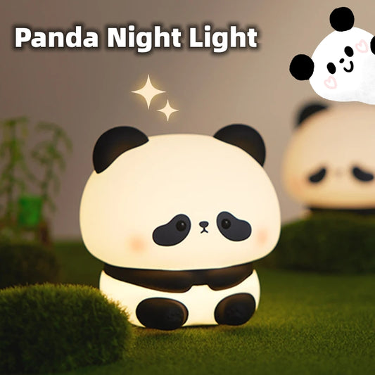 Panda LED Night Light Cute Silicone Night Light USB Rechargeable Touch Night Lamp Bedroom Timing Lamp Decoration Children's Gift Home Decor PrestigePearls