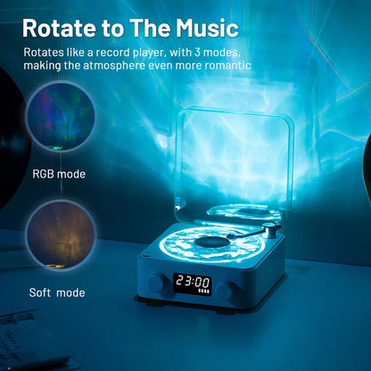 Retro Turntable Speaker Wireless Bluetooth 5.0 Vinyl Record Player Stereo Sound With White Noise RGB Projection Lamp Effect PrestigePearls