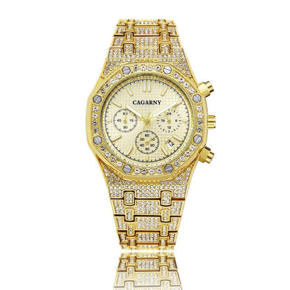 CAGARNY 6881--Shang Sports Business Men's Watch With Gold And Diamonds