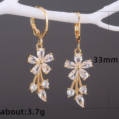 Fashion OL Copper Inlaid Zircon Flower Earrings PrestigePearls