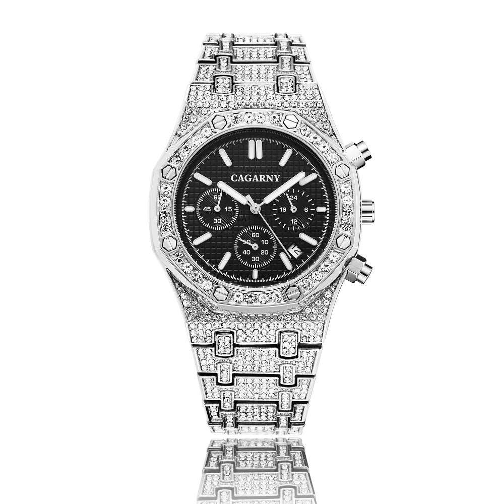 CAGARNY 6881--Shang Sports Business Men's Watch With Gold And Diamonds