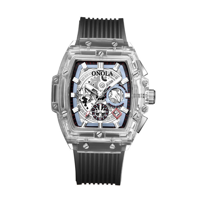 ONOLA 6819--Luminescent men's watch with transparent case PrestigePearls