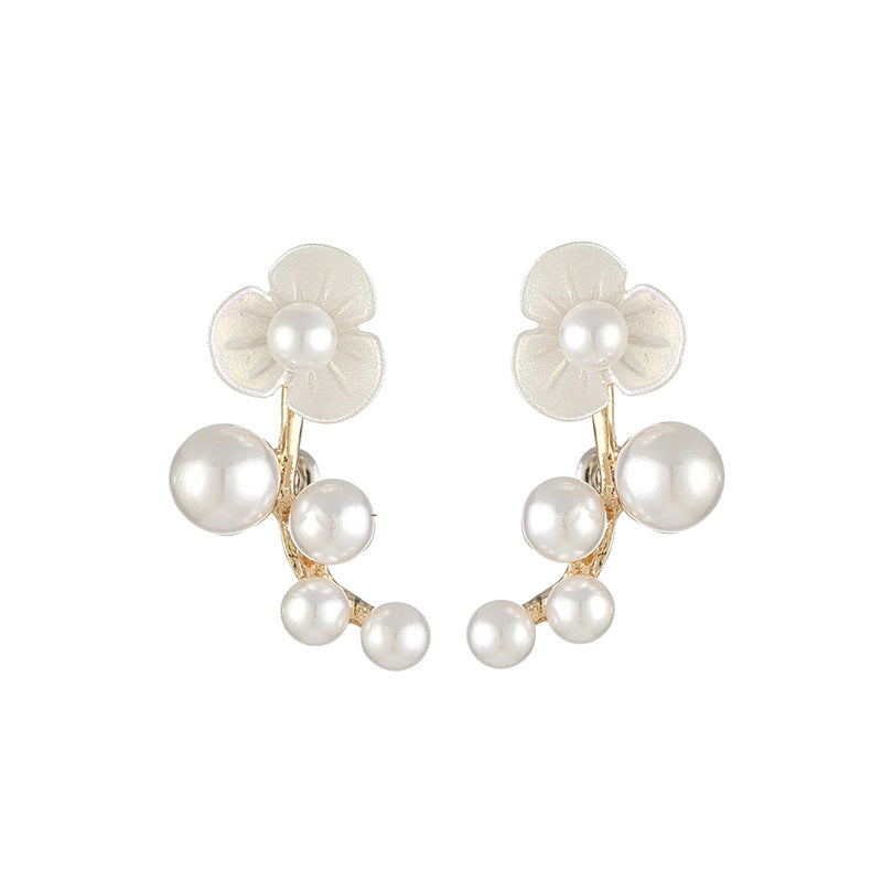 Metallic pearl flower shape stud earrings PrestigePearls