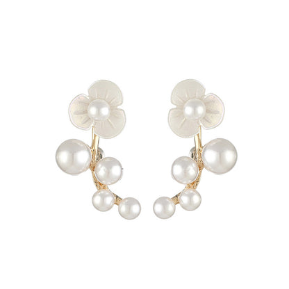 Metallic pearl flower shape stud earrings PrestigePearls