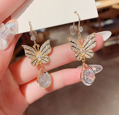 925 Silver Needle Butterfly Zircon Earrings PrestigePearls